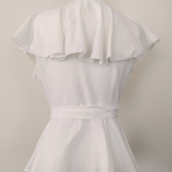 Chiffon wrap blouse with flutter yoke size M - Picture 4 of 5
